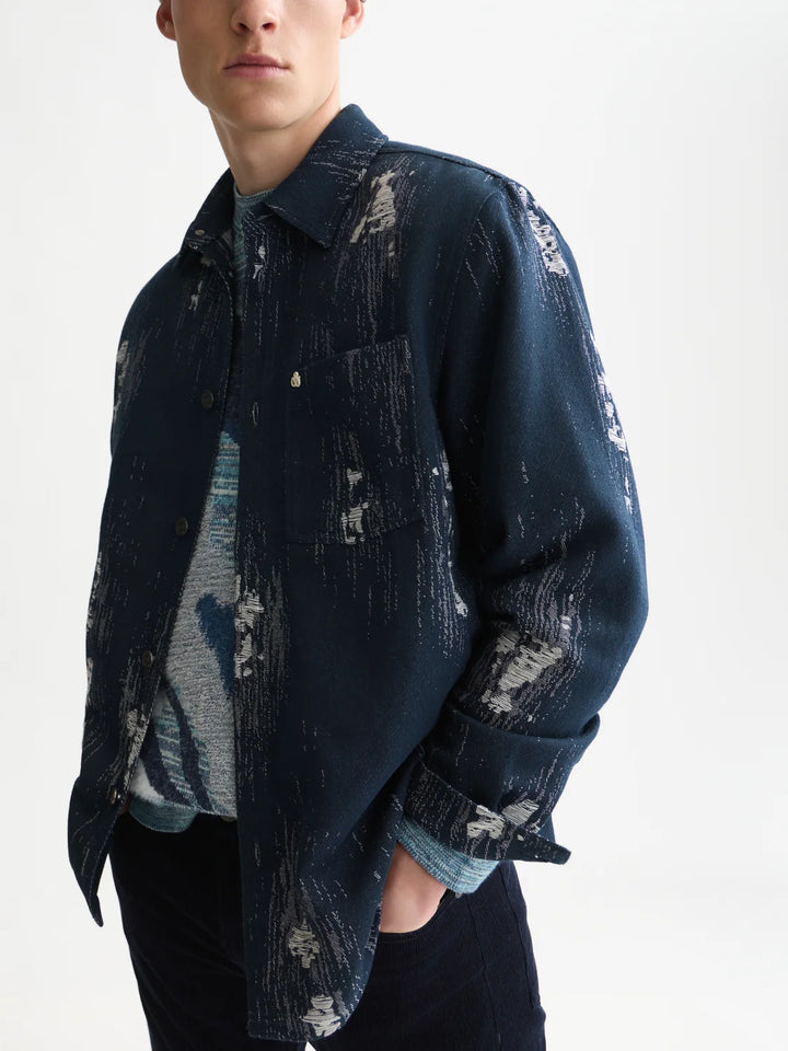 Jacquard Relaxed-Fit Overshirt - Sky Captain
