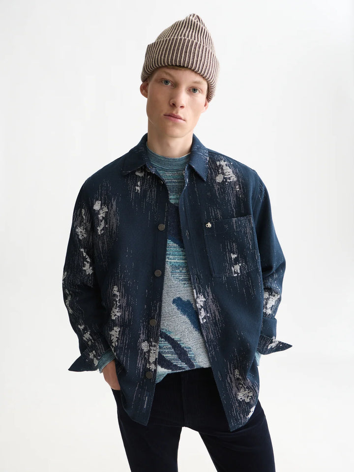 Jacquard Relaxed-Fit Overshirt - Sky Captain