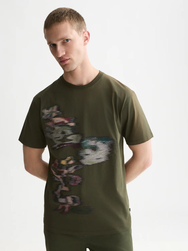 Embroidery Placed Artwork Loose-Fit T-Shirt-Forest Night