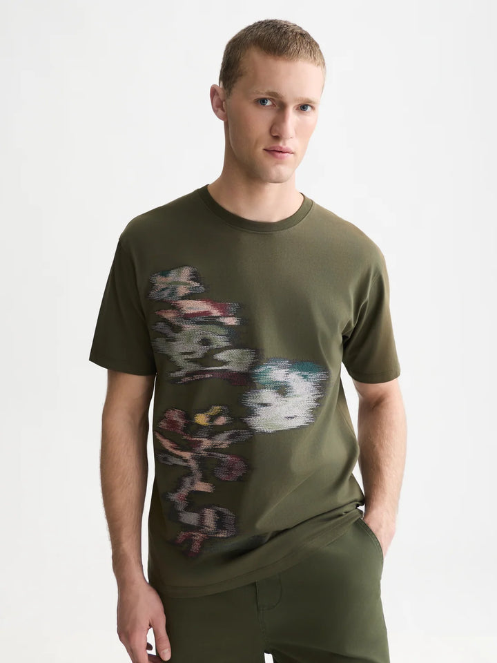 Embroidery Placed Artwork Loose-Fit T-Shirt-Forest Night