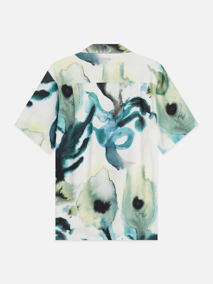 Viscose Printed Short Sleeved Regular-Fit Shirt-Watercolourflower Balsam Green