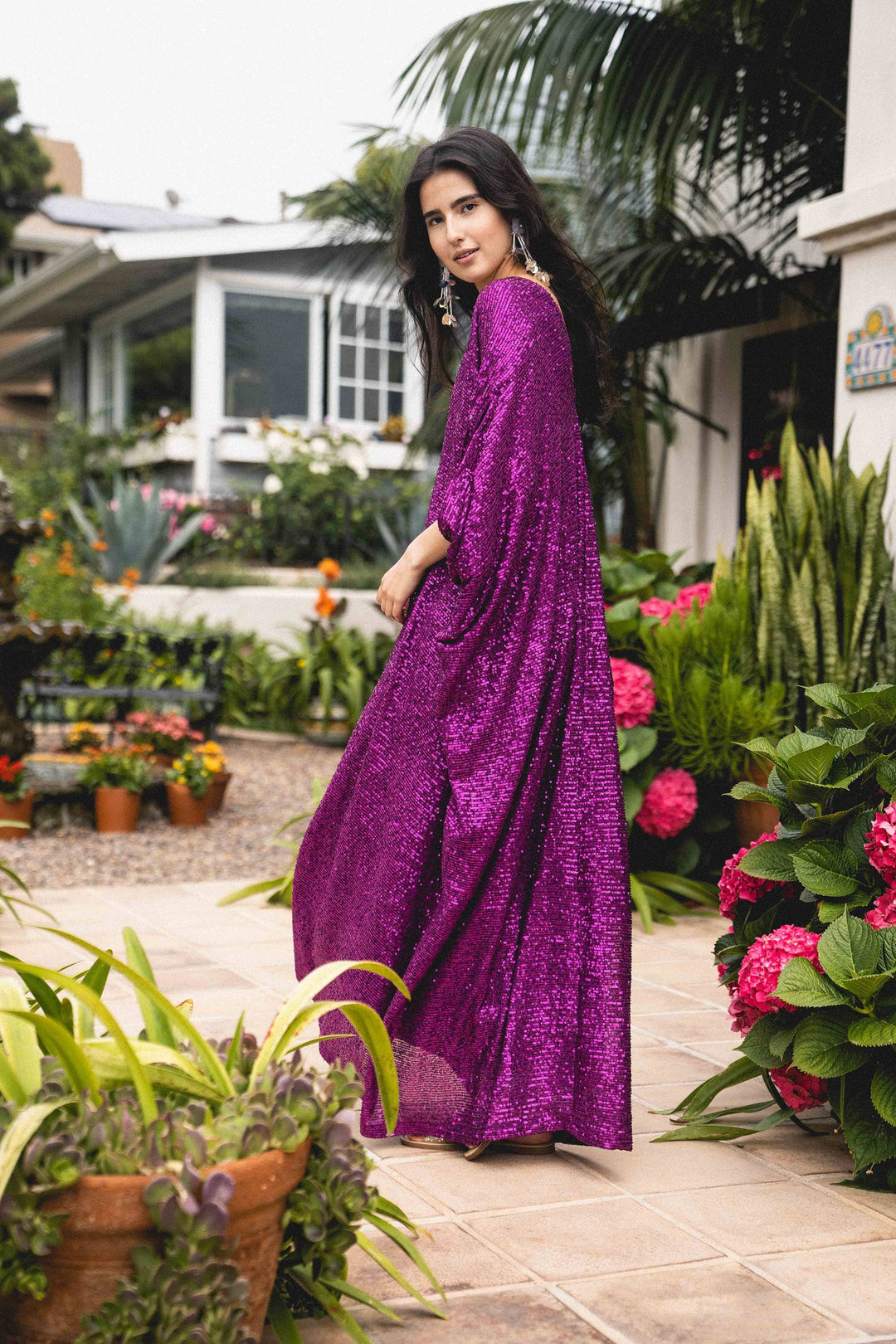 Fuchsia Sequin Caftan