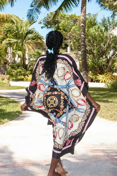 Belted Elegance Black Full Length Caftan