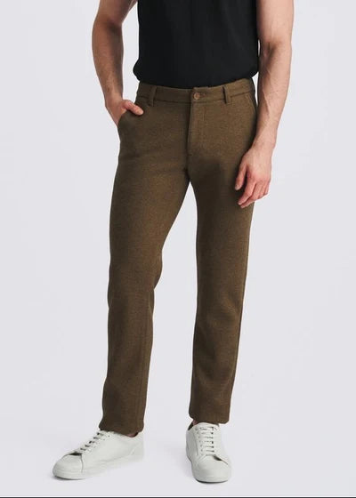 Wool-Look Stretch Knit Tailored Pants