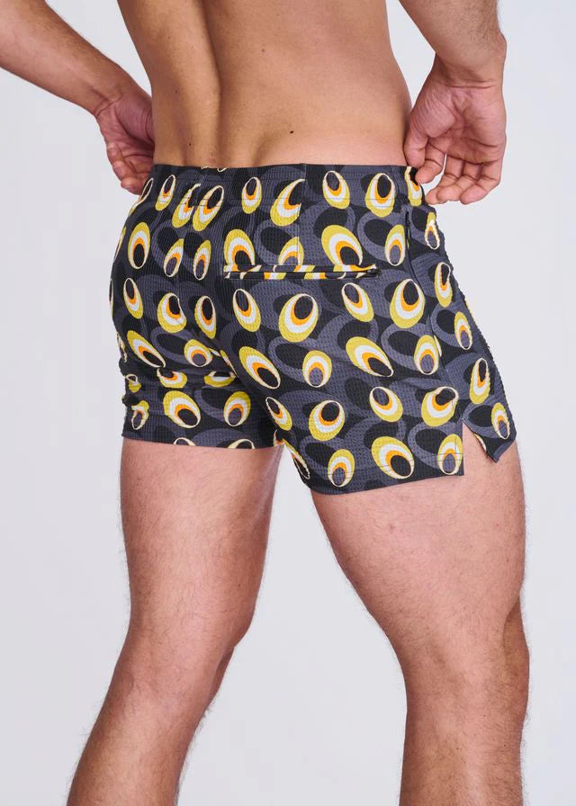 Army/Amber Discs Printed Seersucker Swim Shorts W/Mesh Lining PM-6018-52