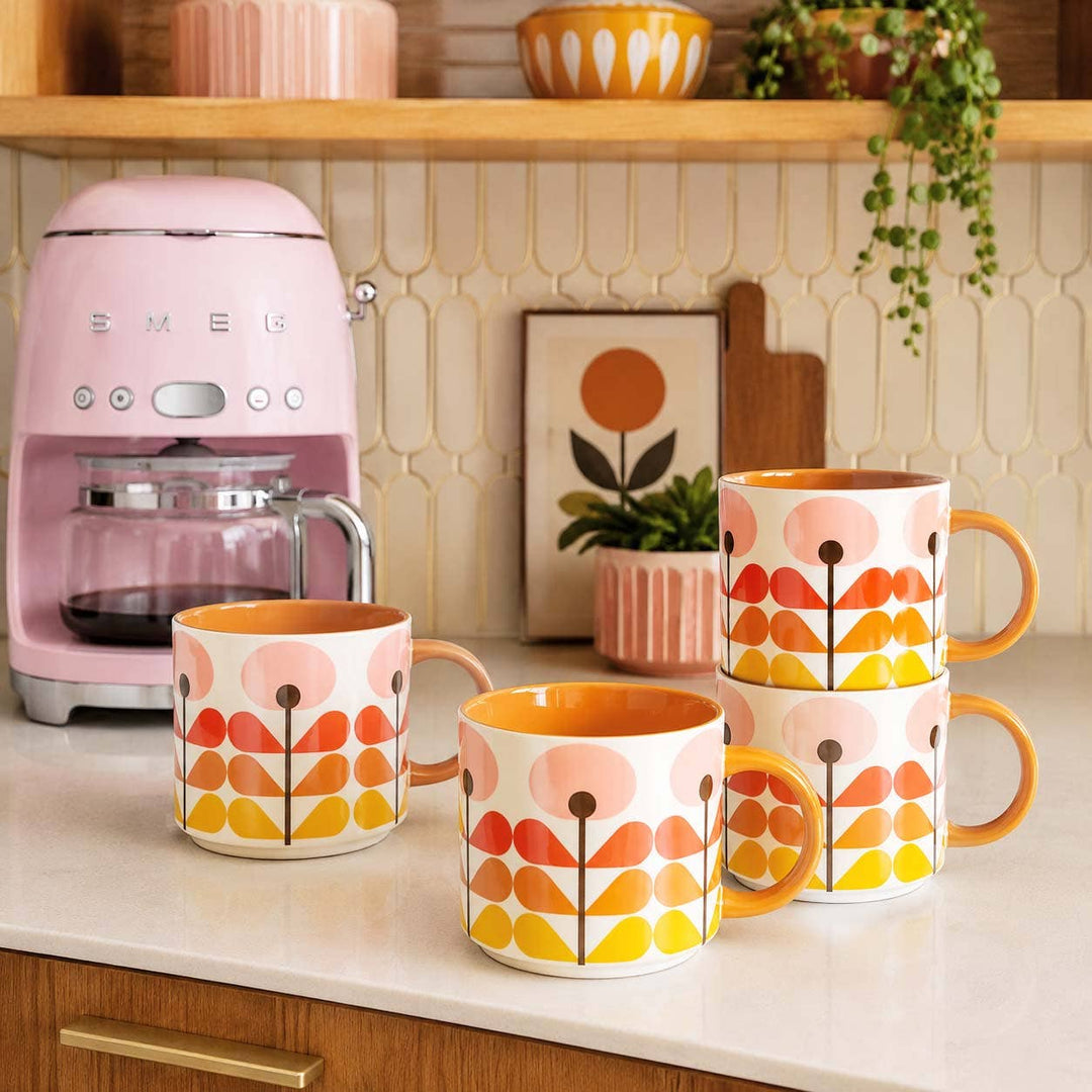 Pink Mid-Century Modern Flower Stackable Coffee Mug