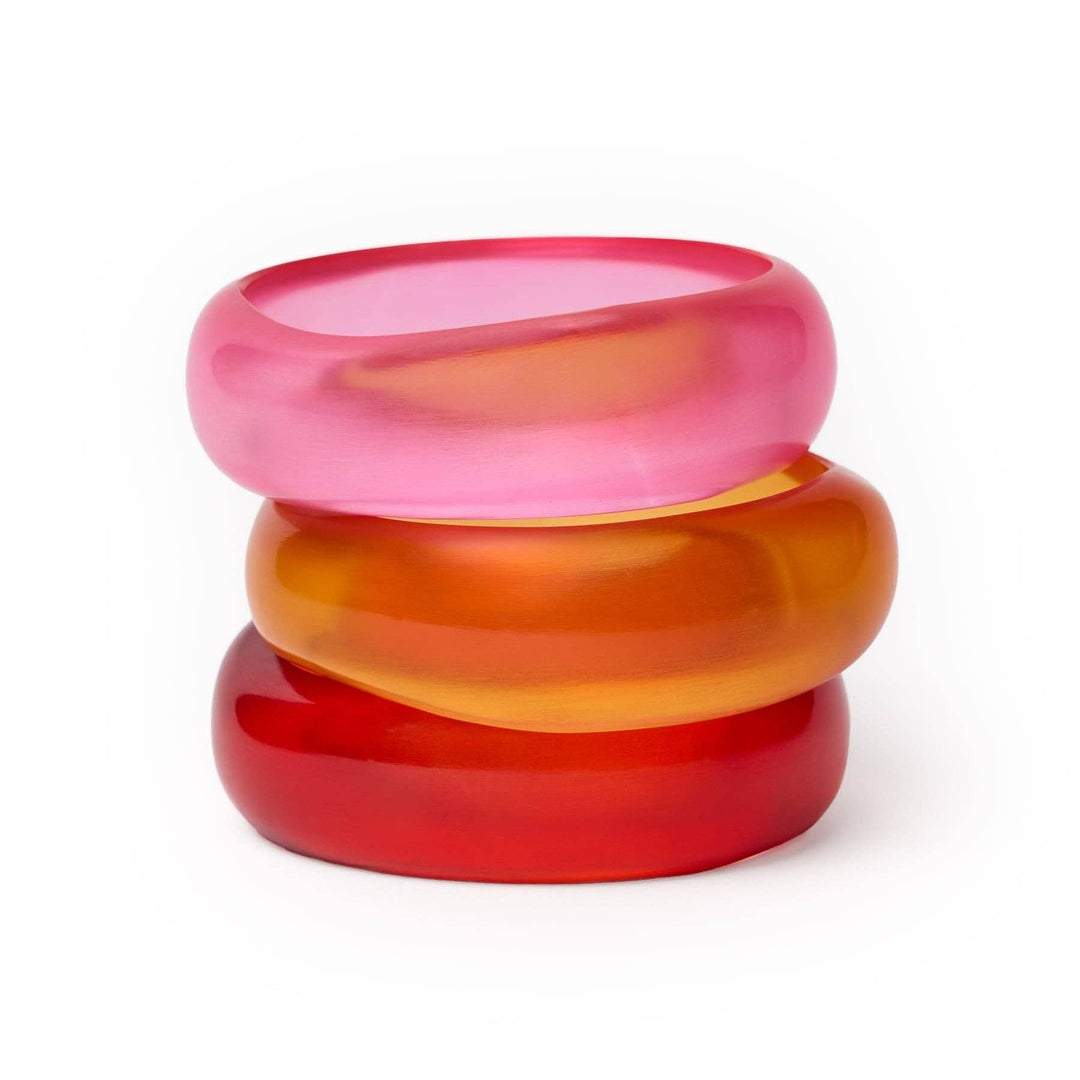 Esther Resin Bangle Set Of 3 Pink, Red, + Orange