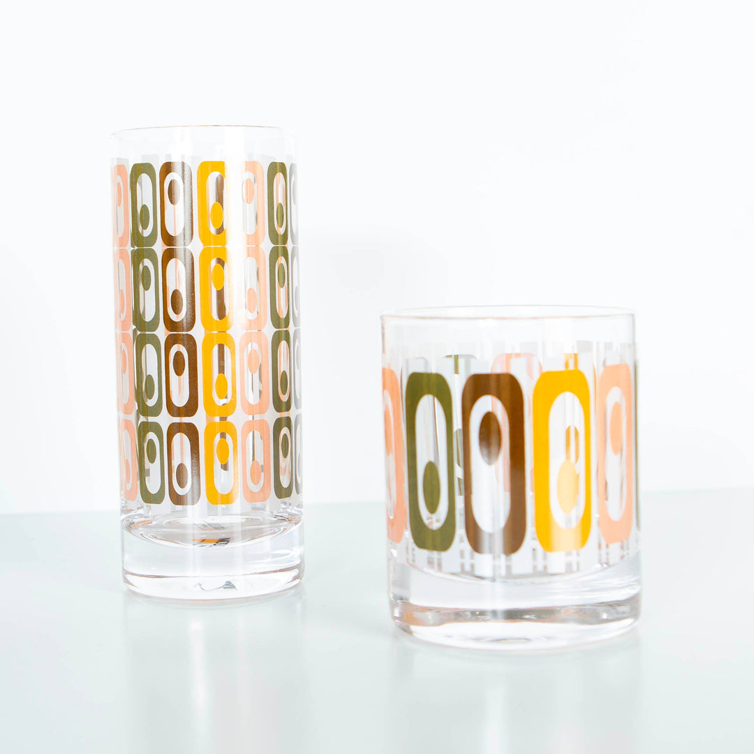 Tiki Mid Century Modern Vintage Whiskey Rocks Cocktail Glass