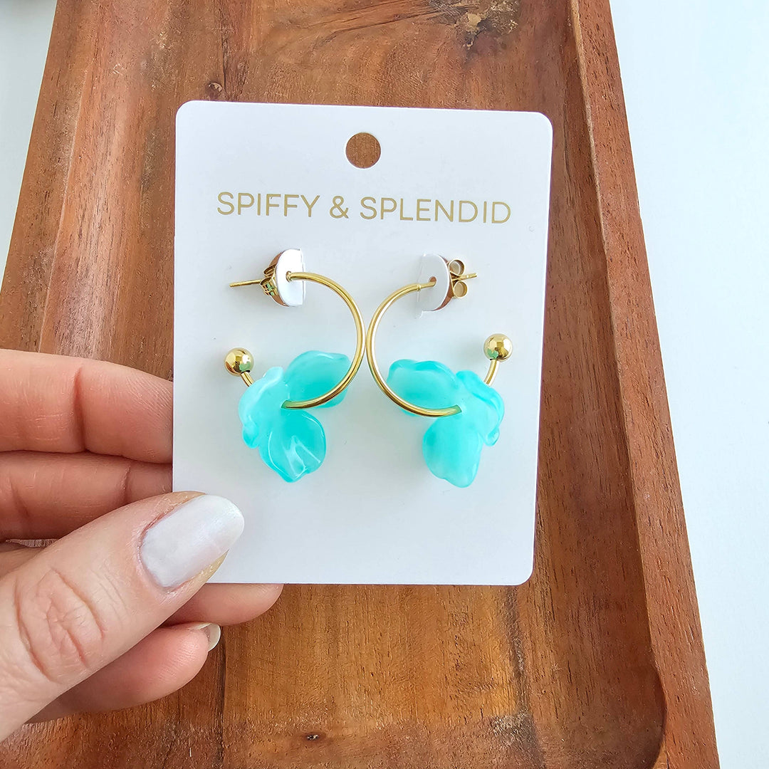 Magnolia Hoop Earrings - Aqua