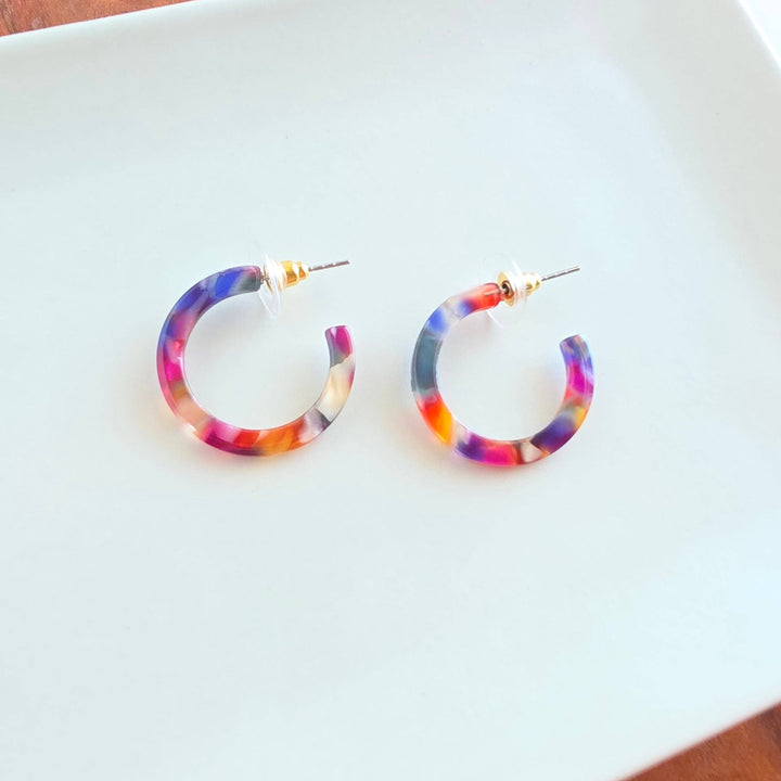Cam Mini Hoop Earrings - Jewel Stained Glass