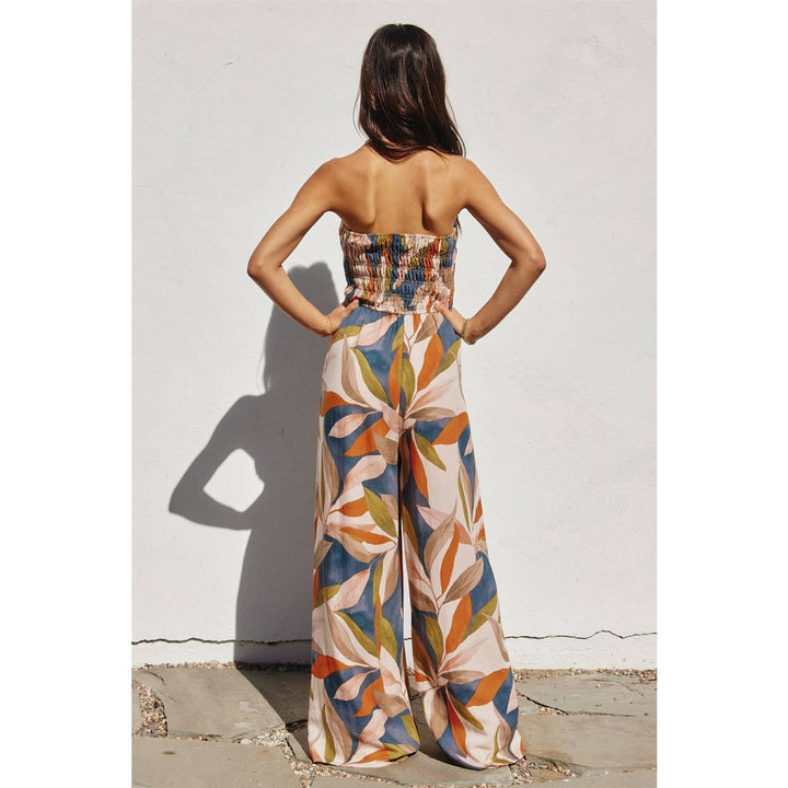 Destinations Smocked Top Wide Leg Jumpsuit