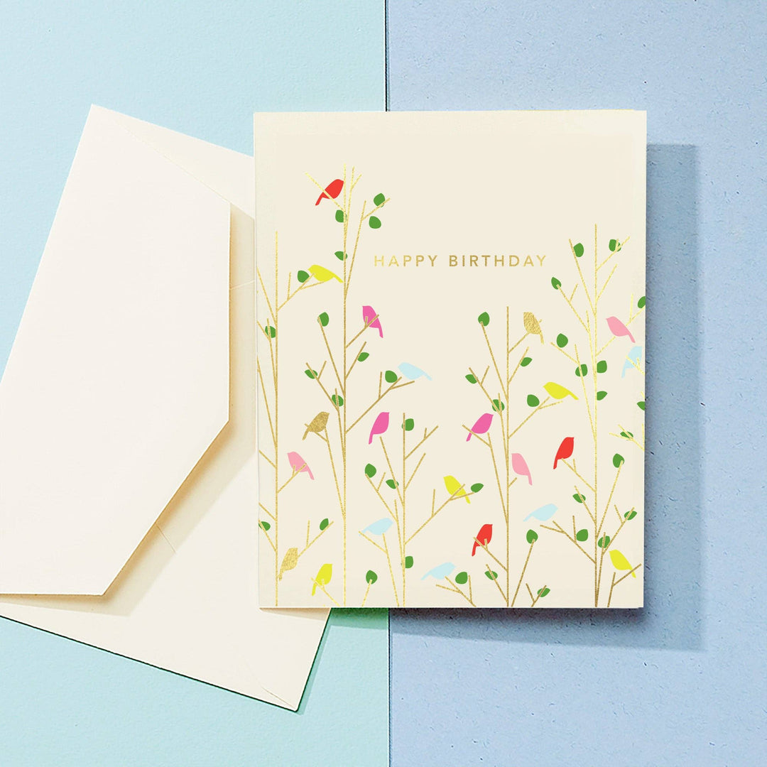 Colorful Birdie Tweets Birthday Card