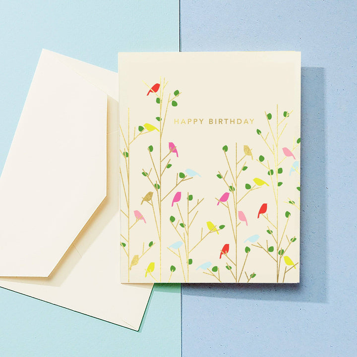 Colorful Birdie Tweets Birthday Card