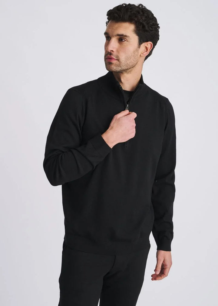 Quarter Zip Wool Blend Knit Cardigan