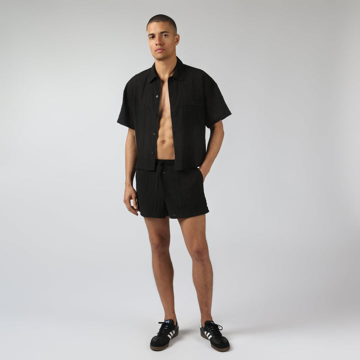 NEW- Obsidian Pebble Stripe PJ Shirt - Parke & Ronen