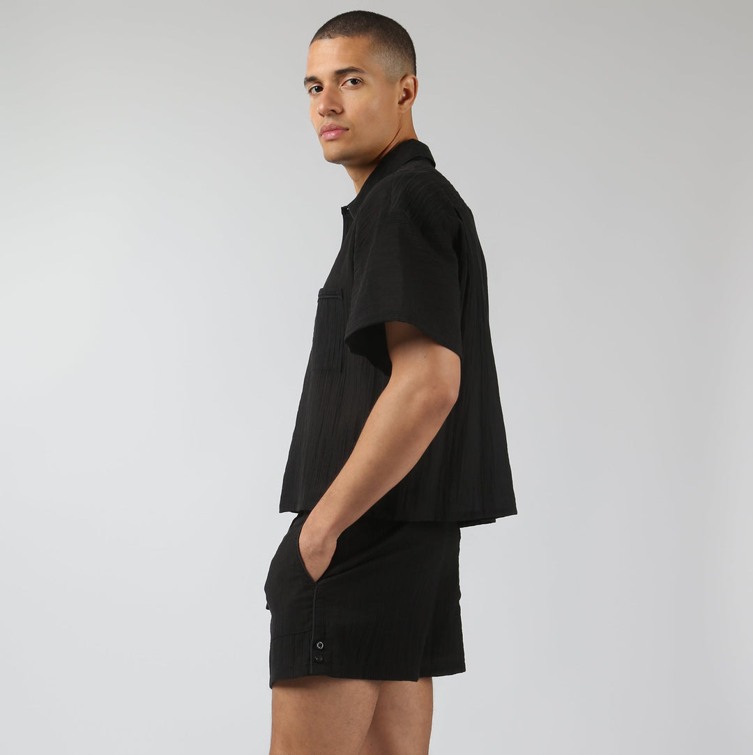 NEW- Obsidian Pebble Stripe PJ Shirt - Parke & Ronen