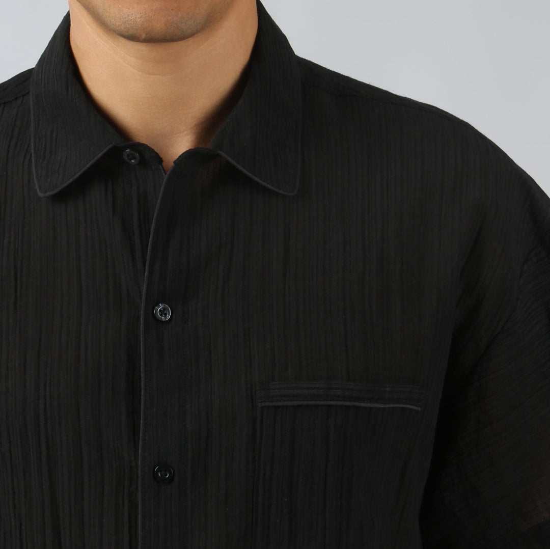 NEW- Obsidian Pebble Stripe PJ Shirt - Parke & Ronen