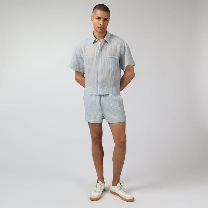 NEW- Sky Pebble Stripe PJ Shirt - Parke & Ronen