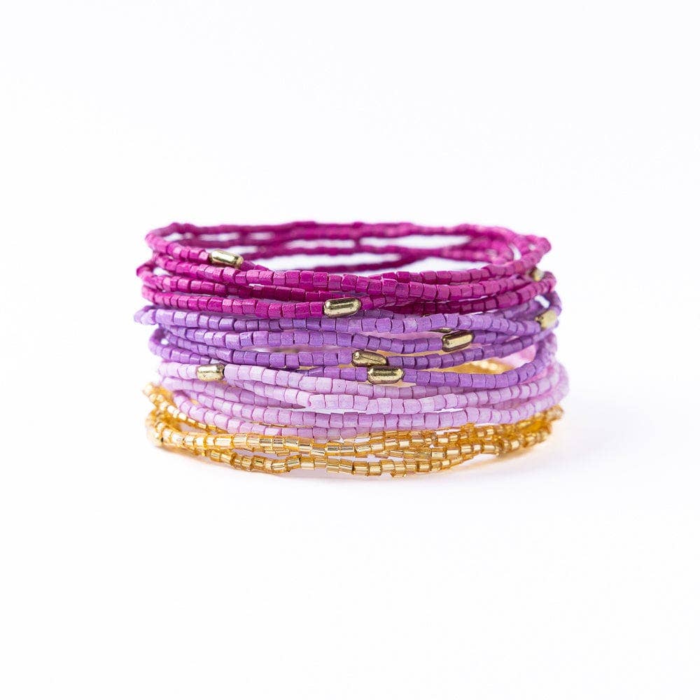 Chelsea 18-Strand Luxe Beaded Bracelet Set Purple