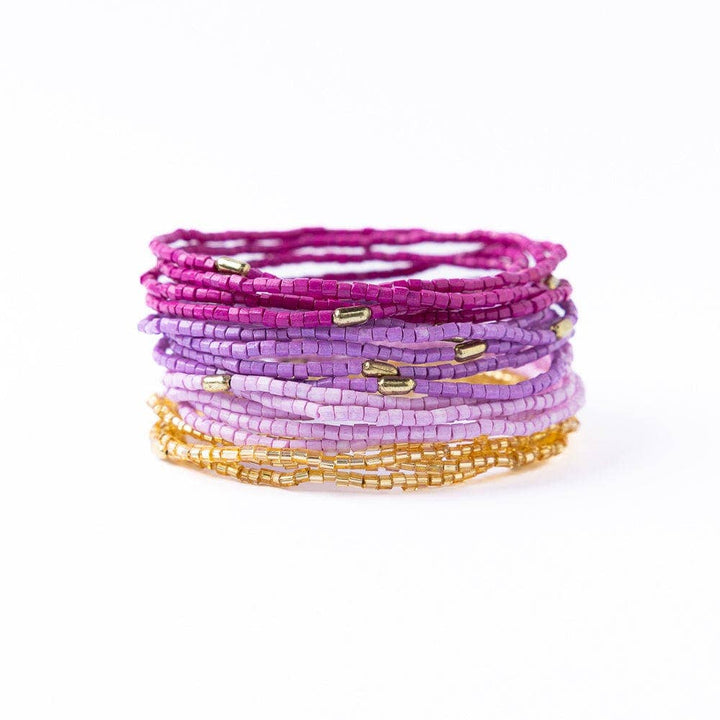 Chelsea 18-Strand Luxe Beaded Bracelet Set Purple