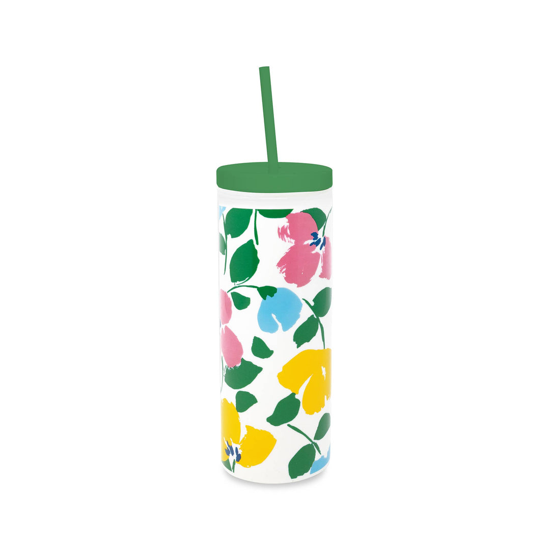 Kate Spade Acrylic Tumbler with Straw, Painterly Bouquet