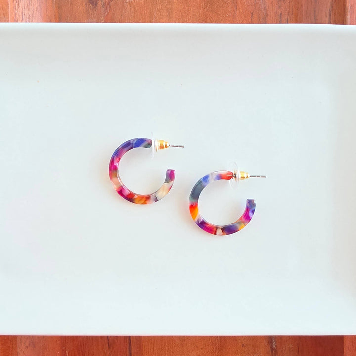 Cam Mini Hoop Earrings - Jewel Stained Glass