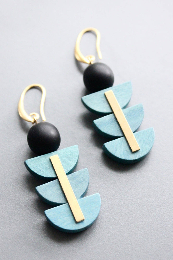 HYLE36 Geometric Artdeco painted wood earrings