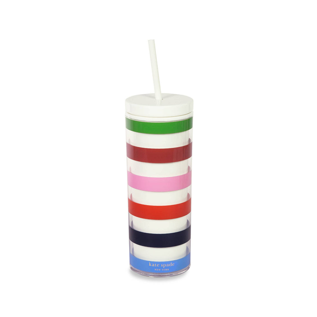 Kate Spade Acrylic Tumbler with Straw, Adventure Stripe