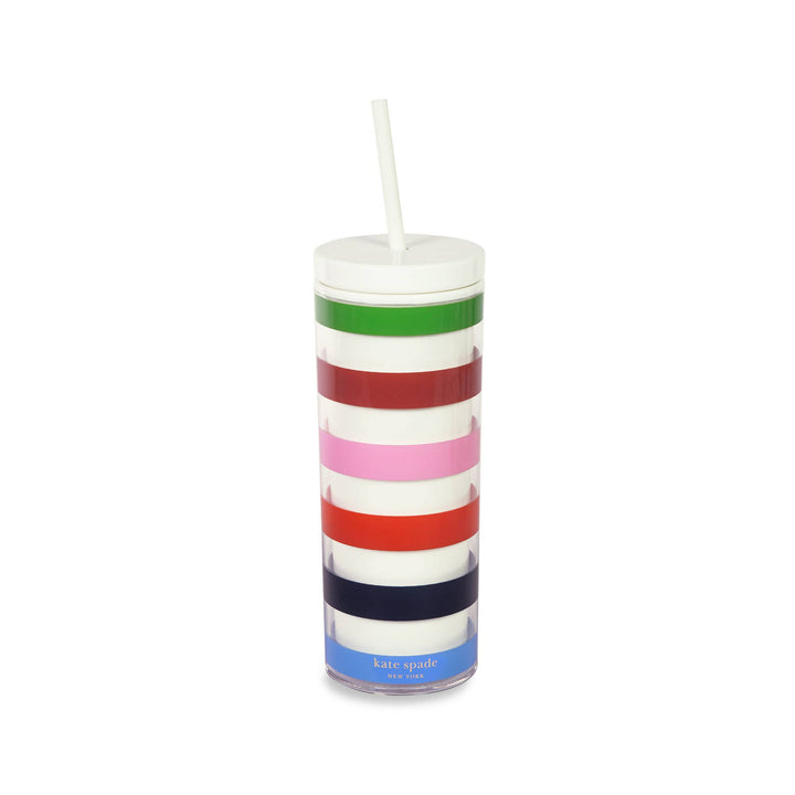 Kate Spade Acrylic Tumbler with Straw, Adventure Stripe