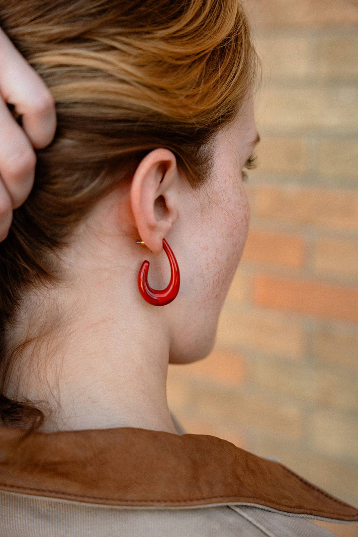 Julie Hoop Earrings- Crimson Red