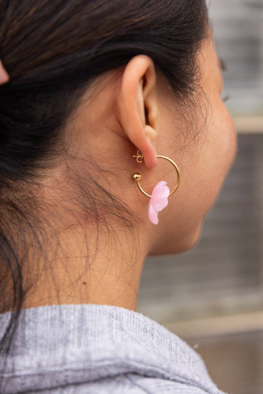 Magnolia Hoop Earrings - Pink