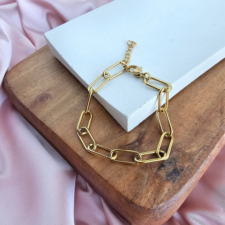 Luxe Chunky Paper Clip Bracelet - Gold