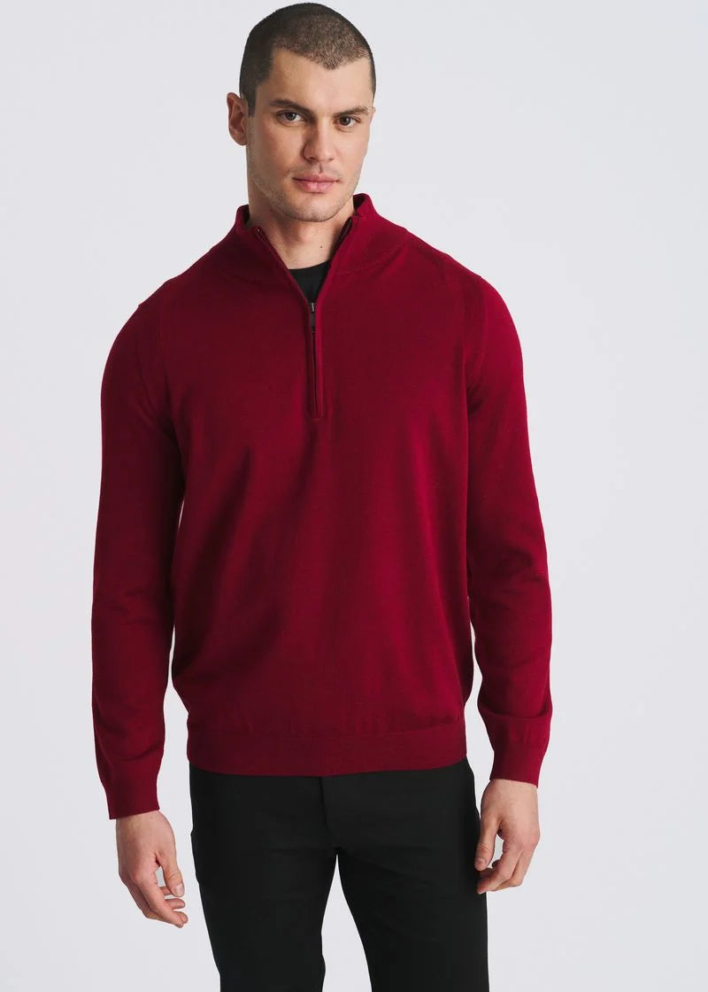 Quarter Zip Wool Blend Knit Cardigan