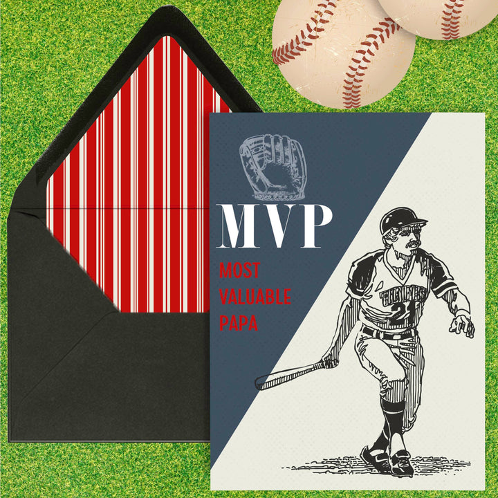 MVP Most Valuable Papa Vintage Baseball Greeting Card