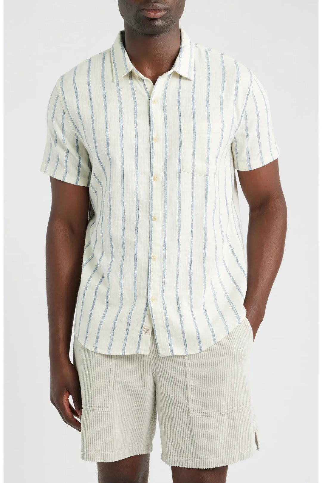 Classic Stretch Selvage Shirt - Natural/Navy Stripe