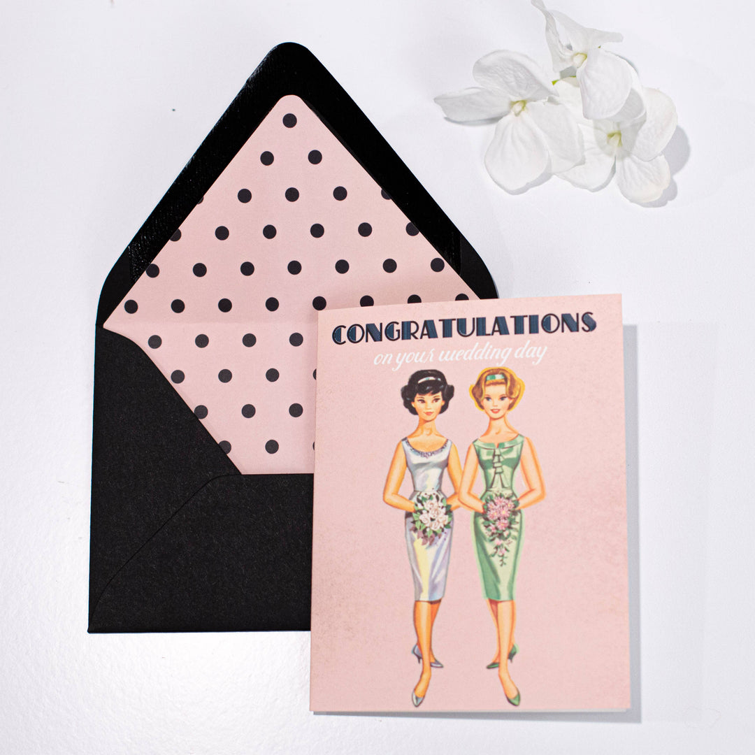 Vintage Brides Lesbian LGBTQ Mrs and Mrs Wedding Card