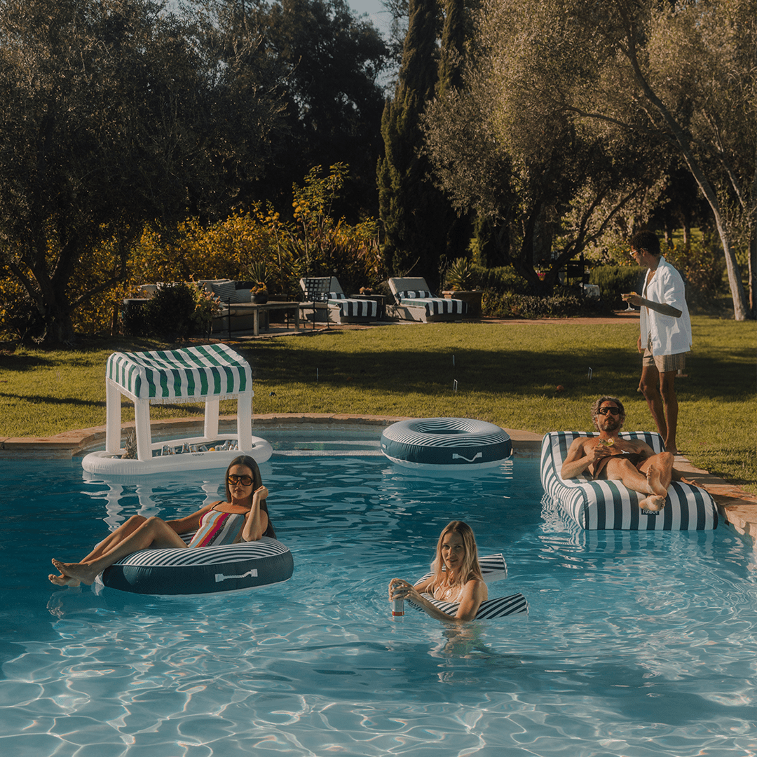 Floating Cabana Bar Green Stripes