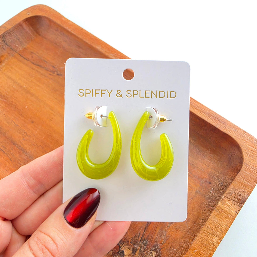 Julie Hoop Earrings - Olive Green