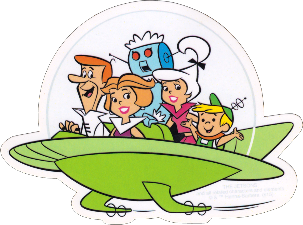 Sticker - The Jetsons - Family in Spaceship - Kids Cartoon
