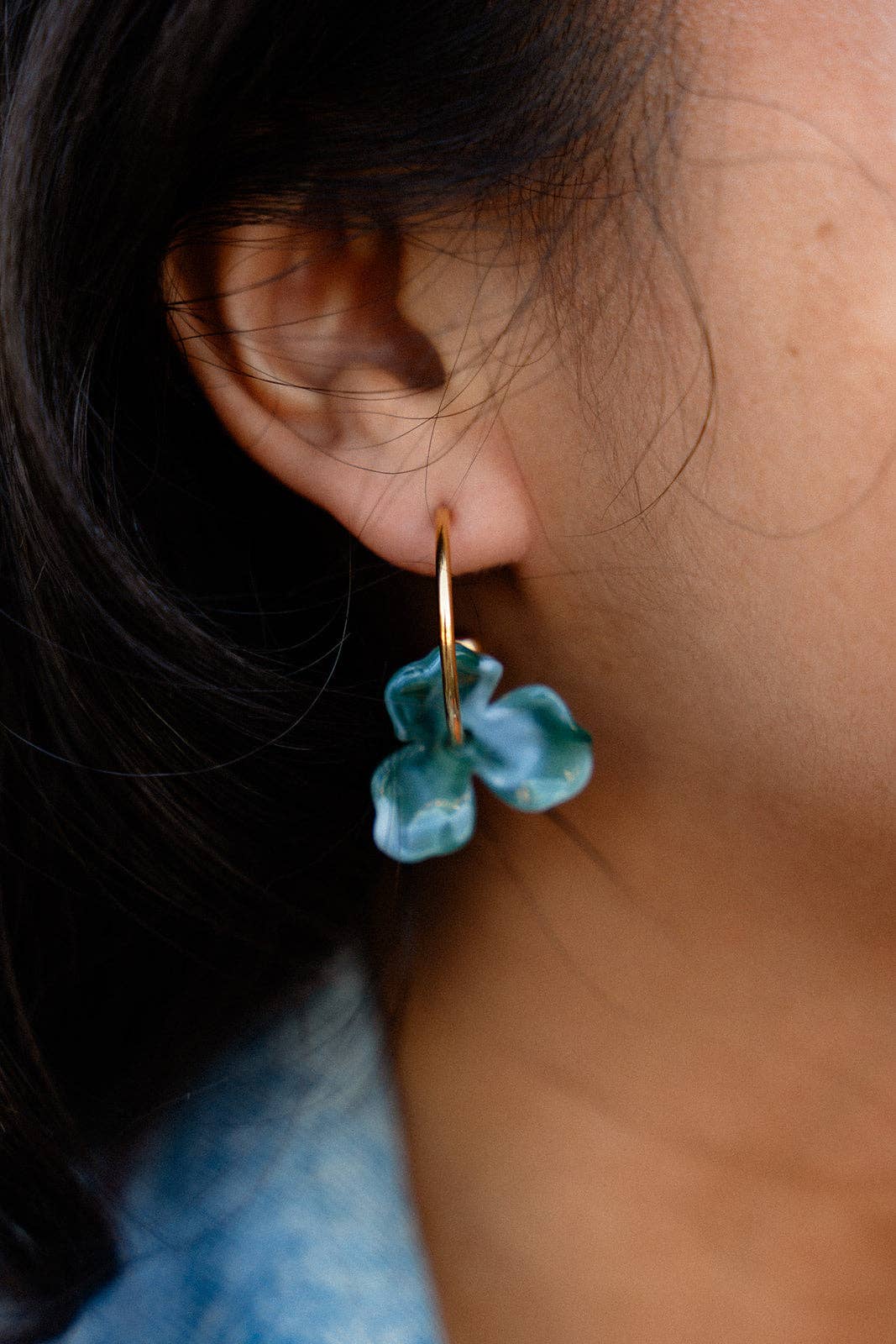Magnolia Hoop Earrings - Alpine Green