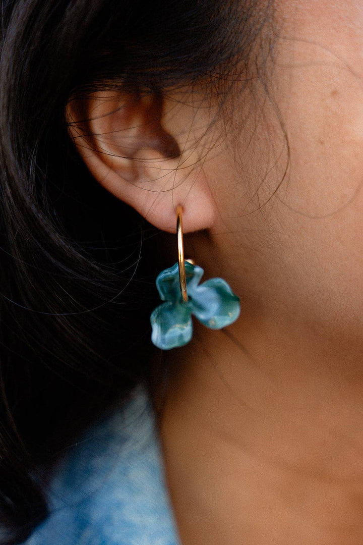 Magnolia Hoop Earrings - Alpine Green