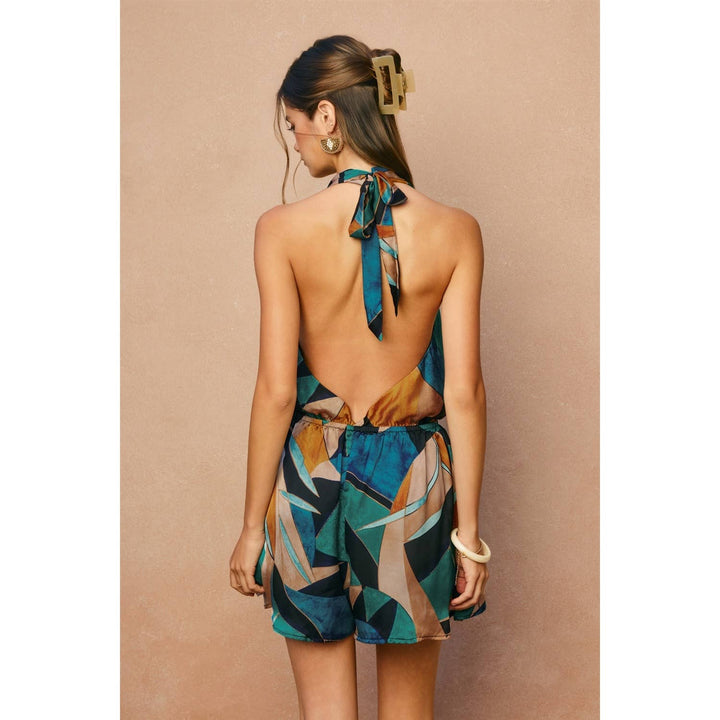 Abstract Halter Neck Romper (1)