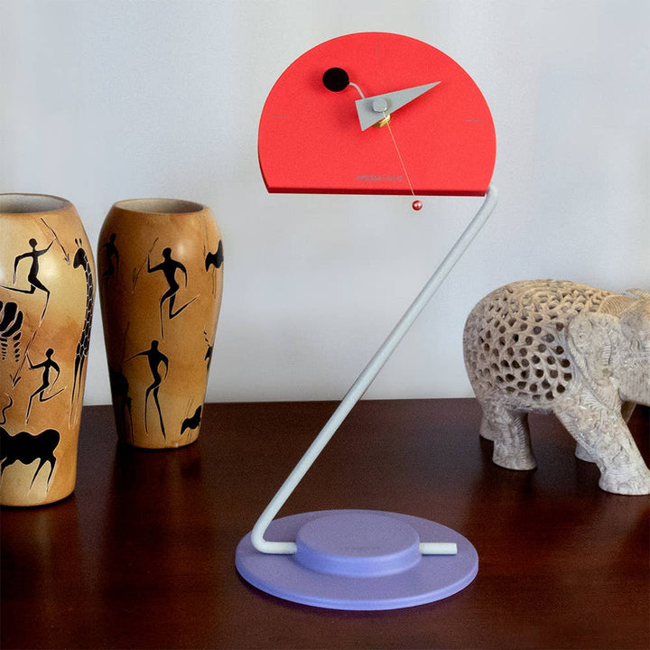 Peacock Desk Clock - Movable Height - Memphis Design