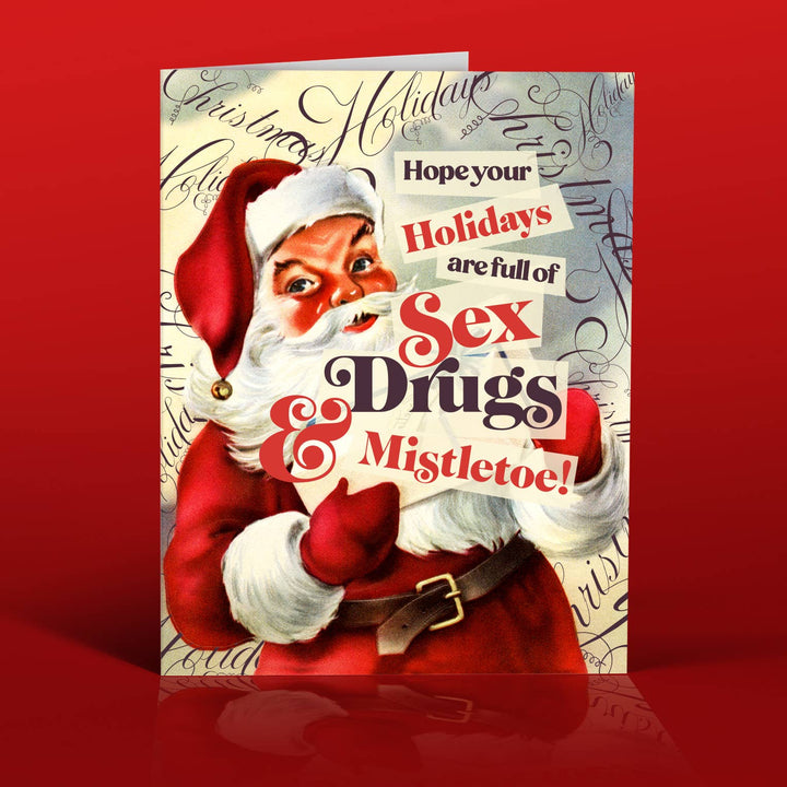 Sex+Drugs+Santa Christmas Card