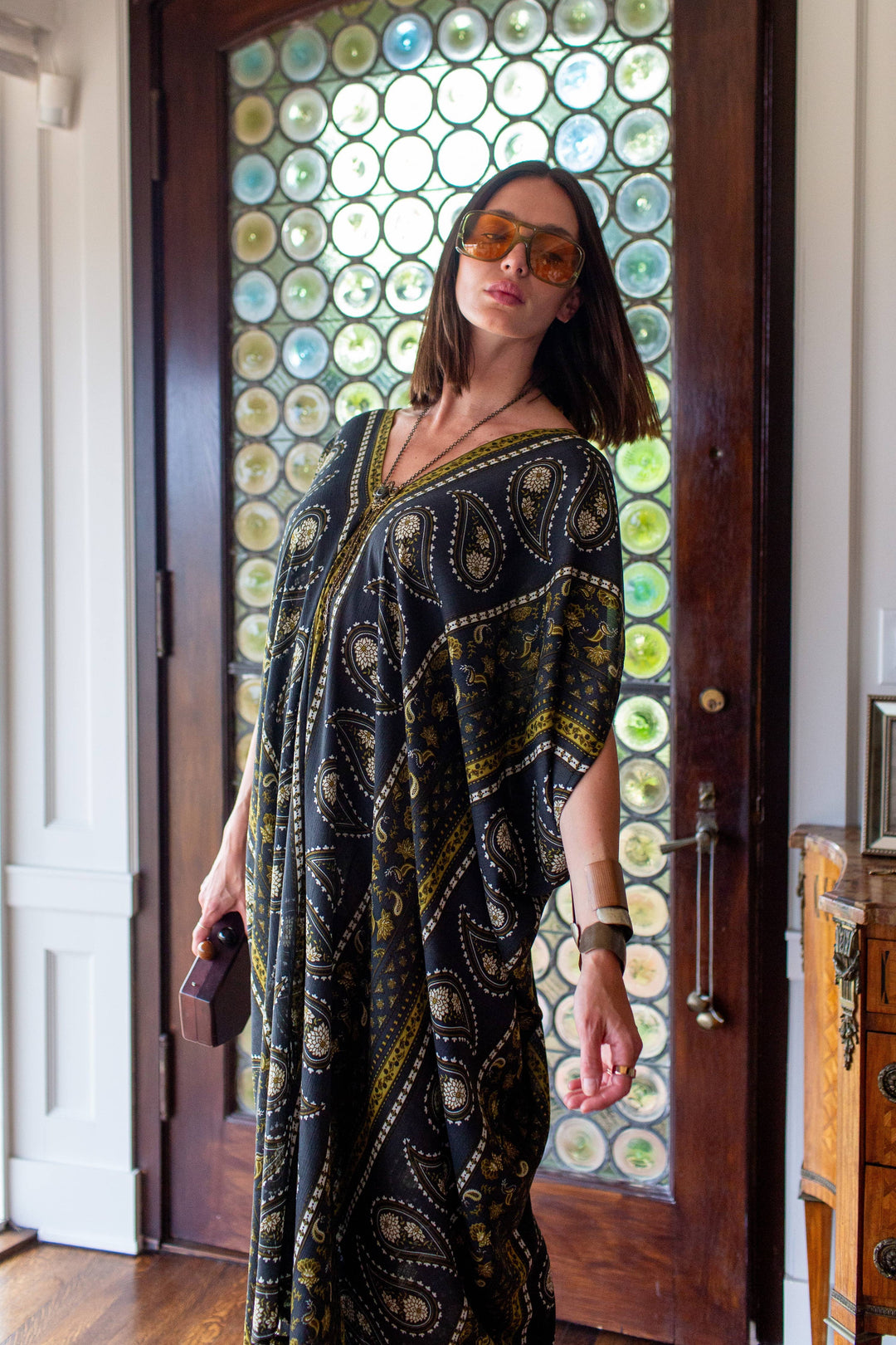 Caspian Paisley Border Caftan