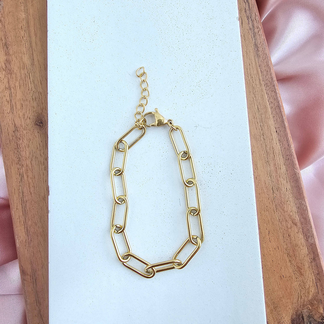 Luxe Chunky Paper Clip Bracelet - Gold