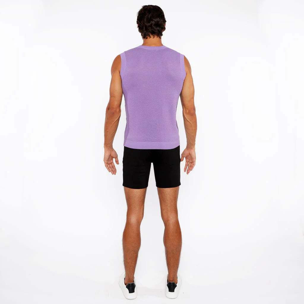 Lilac Textured Open Knit Vest St-24300