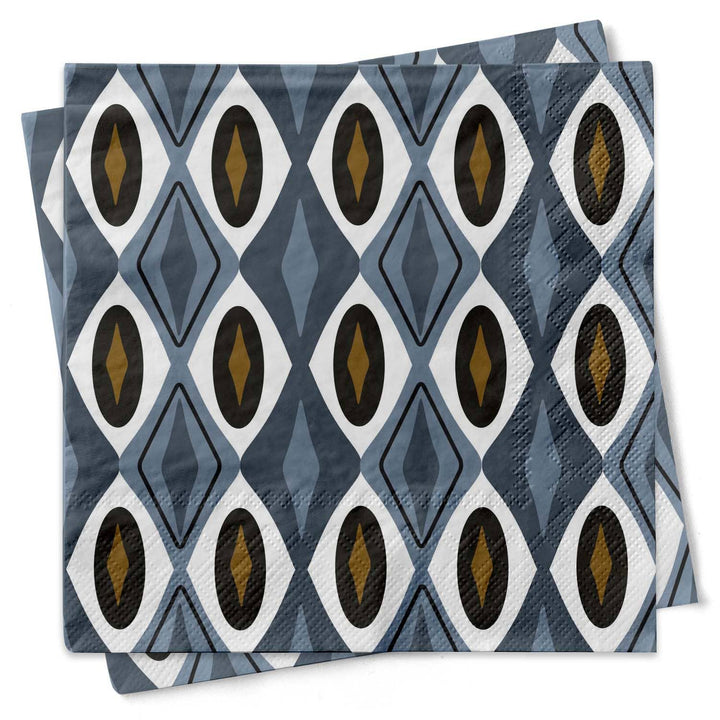 Blue Diamond Mid Century Modern Cocktail Beverage Napkin