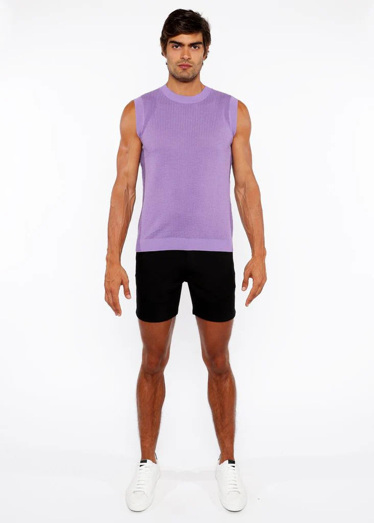 Lilac Textured Open Knit Vest St-24300