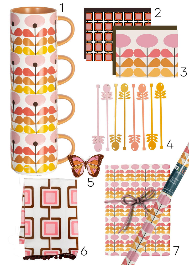 Pink Mid-Century Modern Flower Stackable Coffee Mug